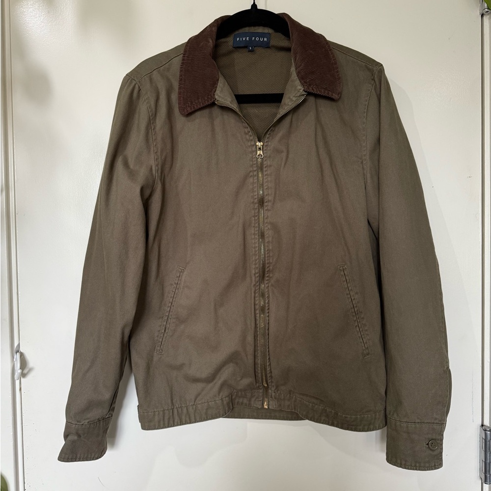 Five Four Khaki Jacket with Dark Brown Collar